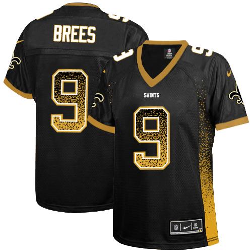 Nike Saints #9 Drew Brees Black Team Color Women's Stitched NFL Elite Drift Fashion Jersey Nike Saints #9 Drew Brees Black Team Color Women's Stitched NFL Elite Drift Fashion Jersey