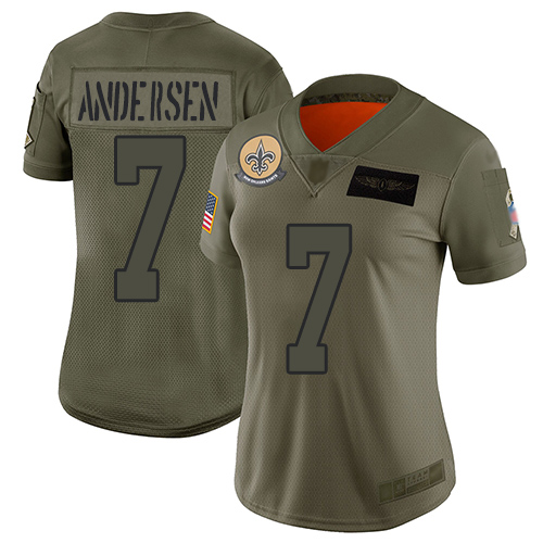 Nike Saints #7 Morten Andersen Camo Women's Stitched NFL Limited 2019 Salute to Service Jersey Nike Saints #7 Morten Andersen Camo Women's Stitched NFL Limited 2019 Salute to Service Jersey
