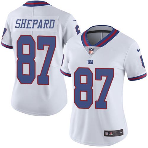 Nike Giants #87 Sterling Shepard White Women's Stitched NFL Limited Rush Jersey Nike Giants #87 Sterling Shepard White Women's Stitched NFL Limited Rush Jersey