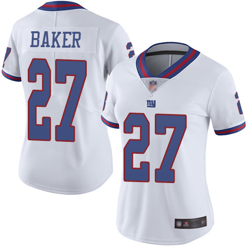 Nike Giants #27 Deandre Baker White Women's Stitched NFL Limited Rush Jersey Nike Giants #27 Deandre Baker White Women's Stitched NFL Limited Rush Jersey