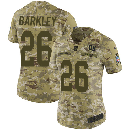 Nike Giants #26 Saquon Barkley Camo Women's Stitched NFL Limited 2018 Salute to Service Jersey Nike Giants #26 Saquon Barkley Camo Women's Stitched NFL Limited 2018 Salute to Service Jersey