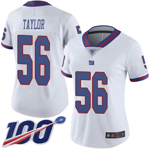 Nike Giants #56 Lawrence Taylor White Women's Stitched NFL Limited Rush 100th Season Jersey Nike Giants #56 Lawrence Taylor White Women's Stitched NFL Limited Rush 100th Season Jersey