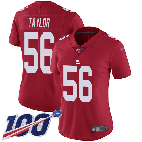 Nike Giants #56 Lawrence Taylor Red Women's Stitched NFL Limited Inverted Legend 100th Season Jersey Nike Giants #56 Lawrence Taylor Red Women's Stitched NFL Limited Inverted Legend 100th Season Jersey