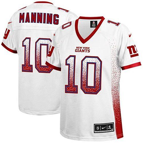 Nike Giants #10 Eli Manning White Women's Stitched NFL Elite Drift Fashion Jersey Nike Giants #10 Eli Manning White Women's Stitched NFL Elite Drift Fashion Jersey