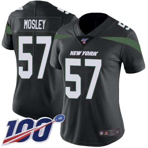 Nike Jets #57 C.J. Mosley Black Alternate Women's Stitched NFL 100th Season Vapor Limited Jersey Nike Jets #57 C.J. Mosley Black Alternate Women's Stitched NFL 100th Season Vapor Limited Jersey