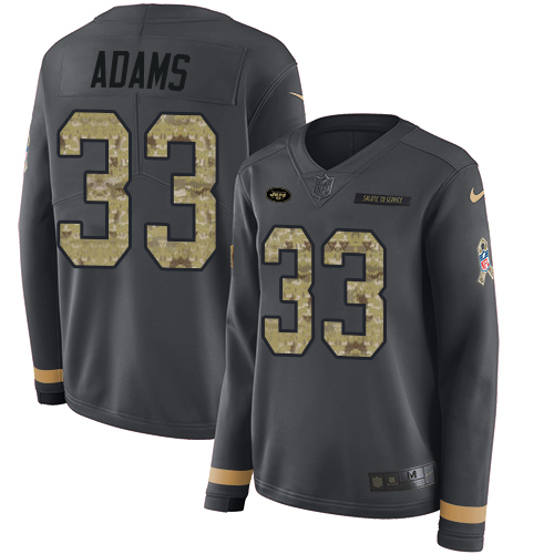 Nike Jets #33 Jamal Adams Anthracite Salute to Service Women's Stitched NFL Limited Therma Long Sleeve Jersey Nike Jets #33 Jamal Adams Anthracite Salute to Service Women's Stitched NFL Limited Therma Long Sleeve Jersey
