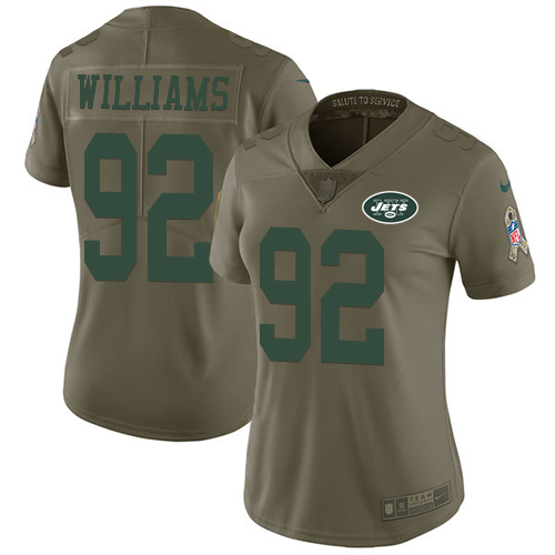 Nike Jets #92 Leonard Williams Olive Women's Stitched NFL Limited 2017 Salute to Service Jersey Nike Jets #92 Leonard Williams Olive Women's Stitched NFL Limited 2017 Salute to Service Jersey