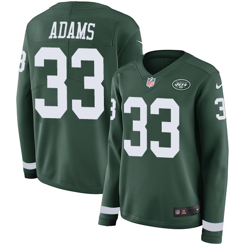 Nike Jets #33 Jamal Adams Green Team Color Women's Stitched NFL Limited Therma Long Sleeve Jersey Nike Jets #33 Jamal Adams Green Team Color Women's Stitched NFL Limited Therma Long Sleeve Jersey