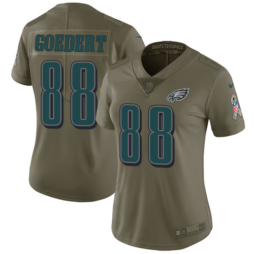 Nike Eagles #88 Dallas Goedert Olive Women's Stitched NFL Limited 2017 Salute to Service Jersey Nike Eagles #88 Dallas Goedert Olive Women's Stitched NFL Limited 2017 Salute to Service Jersey