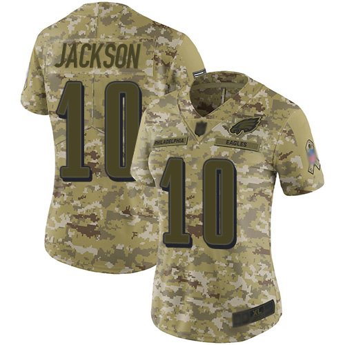 Nike Eagles #10 DeSean Jackson Camo Women's Stitched NFL Limited 2018 Salute to Service Jersey Nike Eagles #10 DeSean Jackson Camo Women's Stitched NFL Limited 2018 Salute to Service Jersey