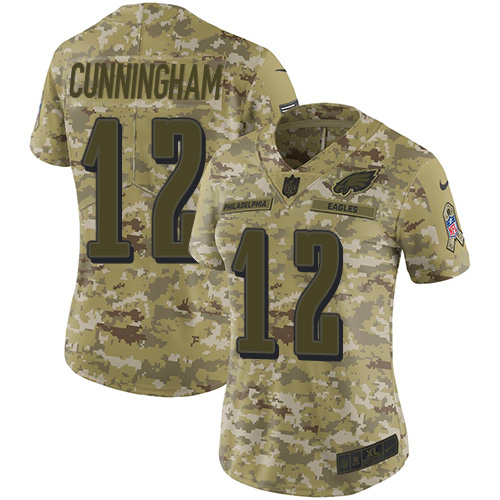 Nike Eagles #12 Randall Cunningham Camo Women's Stitched NFL Limited 2018 Salute to Service Jersey Nike Eagles #12 Randall Cunningham Camo Women's Stitched NFL Limited 2018 Salute to Service Jersey