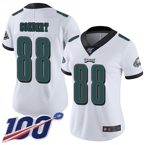 Nike Eagles #88 Dallas Goedert White Women's Stitched NFL 100th Season Vapor Limited Jersey Nike Eagles #88 Dallas Goedert White Women's Stitched NFL 100th Season Vapor Limited Jersey