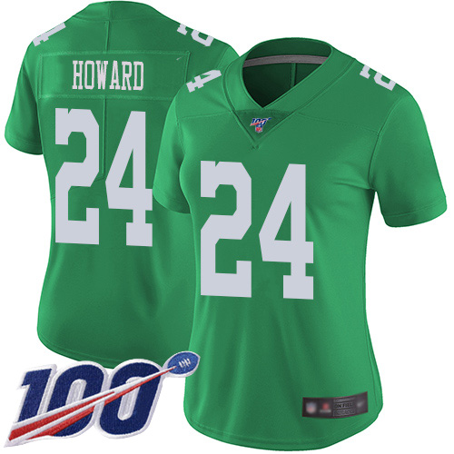 Nike Eagles #24 Jordan Howard Green Women's Stitched NFL Limited Rush 100th Season Jersey Nike Eagles #24 Jordan Howard Green Women's Stitched NFL Limited Rush 100th Season Jersey