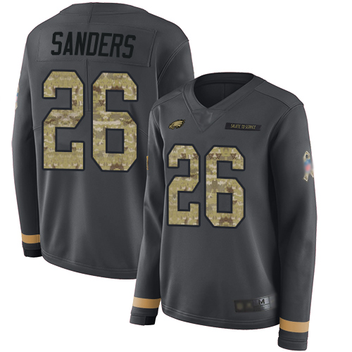 Nike Eagles #26 Miles Sanders Anthracite Salute to Service Women's Stitched NFL Limited Therma Long Sleeve Jersey Nike Eagles #26 Miles Sanders Anthracite Salute to Service Women's Stitched NFL Limited Therma Long Sleeve Jersey