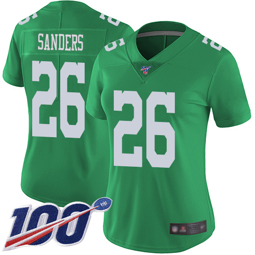 Nike Eagles #26 Miles Sanders Green Women's Stitched NFL Limited Rush 100th Season Jersey Nike Eagles #26 Miles Sanders Green Women's Stitched NFL Limited Rush 100th Season Jersey