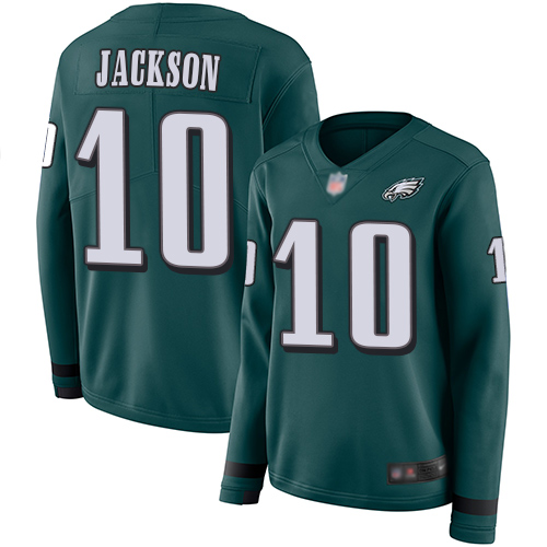 Nike Eagles #10 DeSean Jackson Midnight Green Team Color Women's Stitched NFL Limited Therma Long Sleeve Jersey Nike Eagles #10 DeSean Jackson Midnight Green Team Color Women's Stitched NFL Limited Therma Long Sleeve Jersey