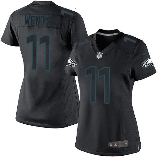 Nike Eagles #11 Carson Wentz Black Impact Women's Stitched NFL Limited Jersey Nike Eagles #11 Carson Wentz Black Impact Women's Stitched NFL Limited Jersey