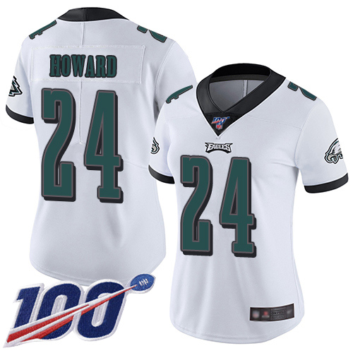 Nike Eagles #24 Jordan Howard White Women's Stitched NFL 100th Season Vapor Limited Jersey Nike Eagles #24 Jordan Howard White Women's Stitched NFL 100th Season Vapor Limited Jersey