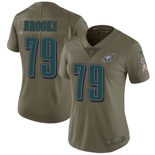 Nike Eagles #79 Brandon Brooks Olive Women's Stitched NFL Limited 2017 Salute to Service Jersey Nike Eagles #79 Brandon Brooks Olive Women's Stitched NFL Limited 2017 Salute to Service Jersey
