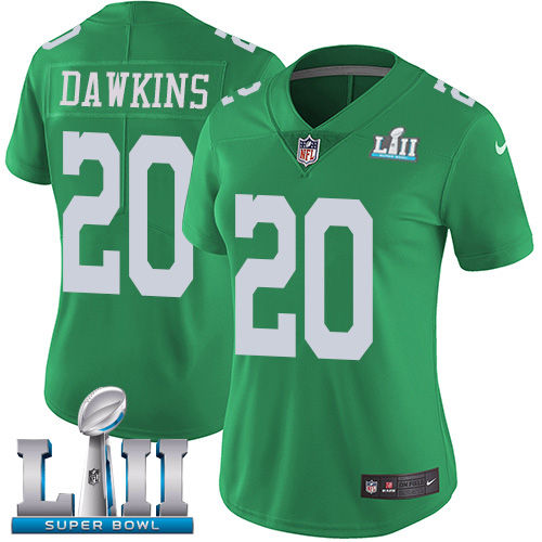 Nike Eagles #20 Brian Dawkins Green Super Bowl LII Women's Stitched NFL Limited Rush Jersey Nike Eagles #20 Brian Dawkins Green Super Bowl LII Women's Stitched NFL Limited Rush Jersey
