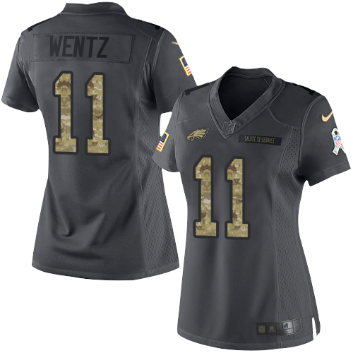 Nike Eagles #11 Carson Wentz Black Women's Stitched NFL Limited 2016 Salute to Service Jersey Nike Eagles #11 Carson Wentz Black Women's Stitched NFL Limited 2016 Salute to Service Jersey