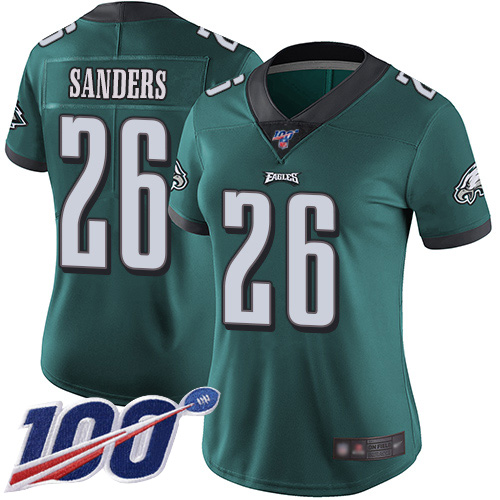 Nike Eagles #26 Miles Sanders Midnight Green Team Color Women's Stitched NFL 100th Season Vapor Limited Jersey Nike Eagles #26 Miles Sanders Midnight Green Team Color Women's Stitched NFL 100th Season Vapor Limited Jersey