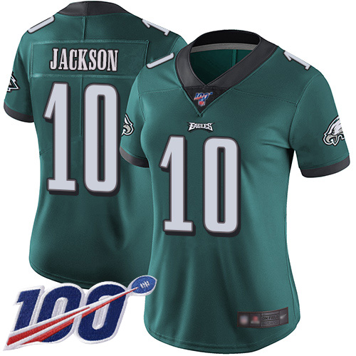 Nike Eagles #10 DeSean Jackson Midnight Green Team Color Women's Stitched NFL 100th Season Vapor Limited Jersey Nike Eagles #10 DeSean Jackson Midnight Green Team Color Women's Stitched NFL 100th Season Vapor Limited Jersey