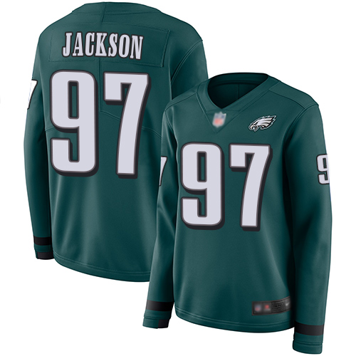 Nike Eagles #97 Malik Jackson Midnight Green Team Color Women's Stitched NFL Limited Therma Long Sleeve Jersey Nike Eagles #97 Malik Jackson Midnight Green Team Color Women's Stitched NFL Limited Therma Long Sleeve Jersey