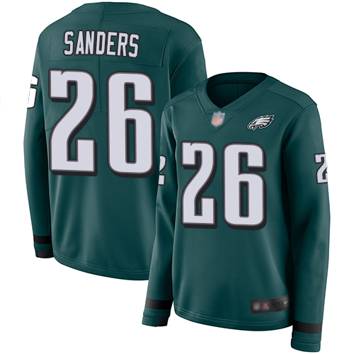 Nike Eagles #26 Miles Sanders Midnight Green Team Color Women's Stitched NFL Limited Therma Long Sleeve Jersey Nike Eagles #26 Miles Sanders Midnight Green Team Color Women's Stitched NFL Limited Therma Long Sleeve Jersey
