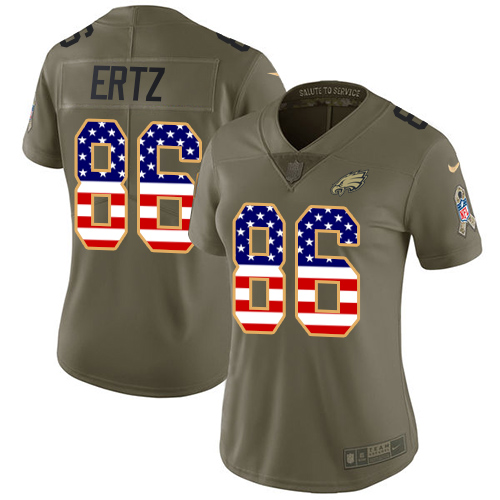 Nike Eagles #86 Zach Ertz Olive/USA Flag Women's Stitched NFL Limited 2017 Salute to Service Jersey Nike Eagles #86 Zach Ertz Olive/USA Flag Women's Stitched NFL Limited 2017 Salute to Service Jersey