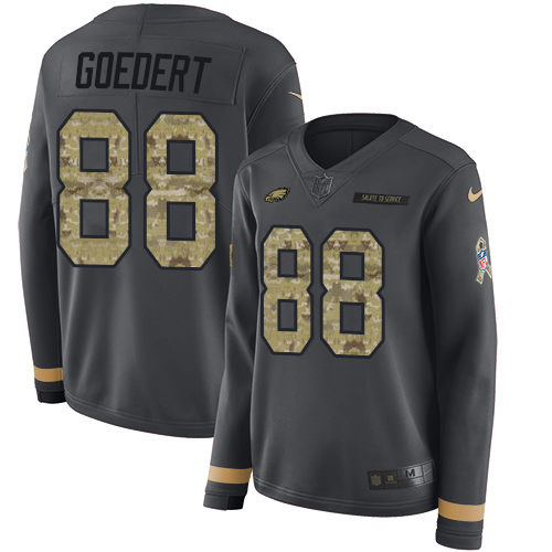 Nike Eagles #88 Dallas Goedert Anthracite Salute to Service Women's Stitched NFL Limited Therma Long Sleeve Jersey Nike Eagles #88 Dallas Goedert Anthracite Salute to Service Women's Stitched NFL Limited Therma Long Sleeve Jersey