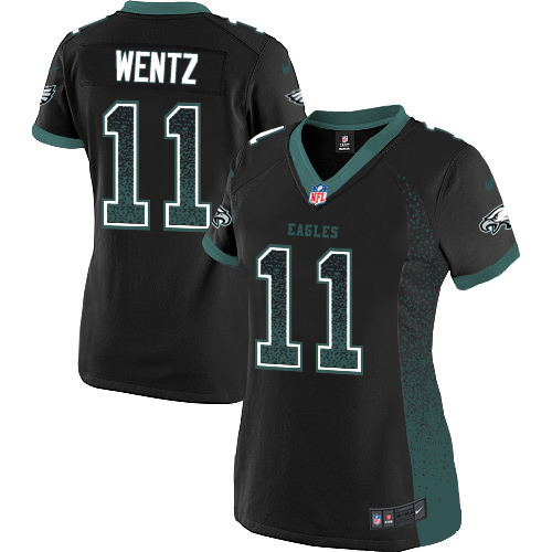 Nike Eagles #11 Carson Wentz Black Alternate Women's Stitched NFL Elite Drift Fashion Jersey Nike Eagles #11 Carson Wentz Black Alternate Women's Stitched NFL Elite Drift Fashion Jersey