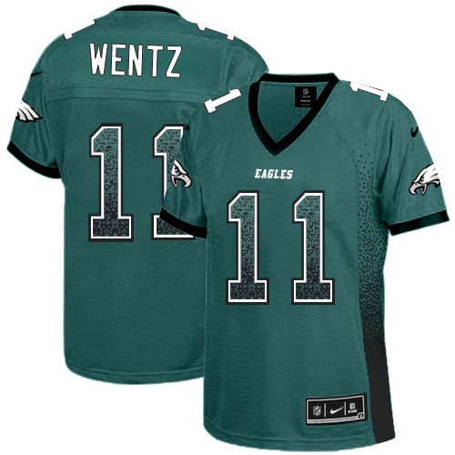 Nike Eagles #11 Carson Wentz Midnight Green Team Color Women's Stitched NFL Elite Drift Fashion Jersey Nike Eagles #11 Carson Wentz Midnight Green Team Color Women's Stitched NFL Elite Drift Fashion Jersey