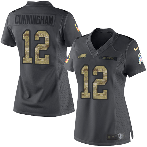 Nike Eagles #12 Randall Cunningham Black Women's Stitched NFL Limited 2016 Salute to Service Jersey Nike Eagles #12 Randall Cunningham Black Women's Stitched NFL Limited 2016 Salute to Service Jersey