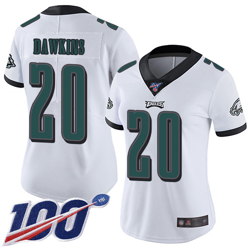 Nike Eagles #20 Brian Dawkins White Women's Stitched NFL 100th Season Vapor Limited Jersey Nike Eagles #20 Brian Dawkins White Women's Stitched NFL 100th Season Vapor Limited Jersey