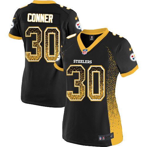 Nike Steelers #30 James Conner Black Team Color Women's Stitched NFL Elite Drift Fashion Jersey Nike Steelers #30 James Conner Black Team Color Women's Stitched NFL Elite Drift Fashion Jersey