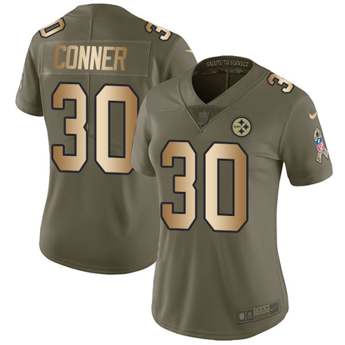 Nike Steelers #30 James Conner Olive/Gold Women's Stitched NFL Limited 2017 Salute to Service Jersey Nike Steelers #30 James Conner Olive/Gold Women's Stitched NFL Limited 2017 Salute to Service Jersey