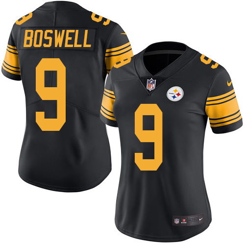 Nike Steelers #9 Chris Boswell Black Women's Stitched NFL Limited Rush Jersey Nike Steelers #9 Chris Boswell Black Women's Stitched NFL Limited Rush Jersey