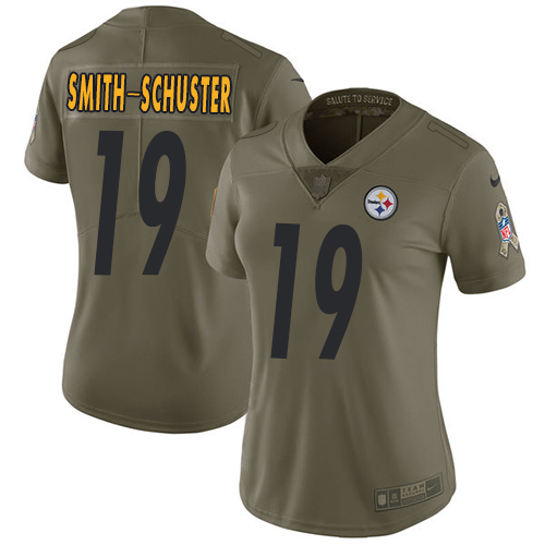 Nike Steelers #19 JuJu Smith-Schuster Olive Women's Stitched NFL Limited 2017 Salute to Service Jersey Nike Steelers #19 JuJu Smith-Schuster Olive Women's Stitched NFL Limited 2017 Salute to Service Jersey