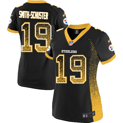 Nike Steelers #19 JuJu Smith-Schuster Black Team Color Women's Stitched NFL Elite Drift Fashion Jersey Nike Steelers #19 JuJu Smith-Schuster Black Team Color Women's Stitched NFL Elite Drift Fashion Jersey