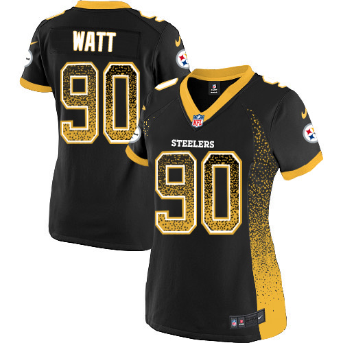 Nike Steelers #90 T. J. Watt Black Team Color Women's Stitched NFL Elite Drift Fashion Jersey Nike Steelers #90 T. J. Watt Black Team Color Women's Stitched NFL Elite Drift Fashion Jersey