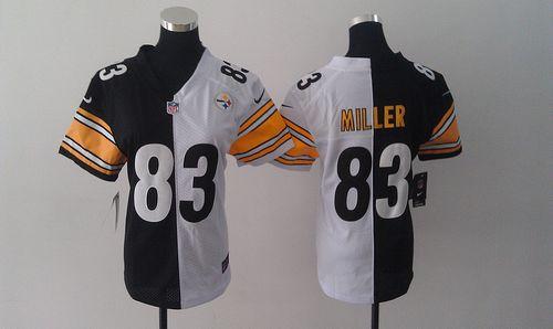 Nike Steelers #83 Heath Miller Black/White Women's Stitched NFL Elite Split Jersey Nike Steelers #83 Heath Miller Black/White Women's Stitched NFL Elite Split Jersey