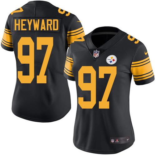 Nike Steelers #97 Cameron Heyward Black Women's Stitched NFL Limited Rush Jersey Nike Steelers #97 Cameron Heyward Black Women's Stitched NFL Limited Rush Jersey