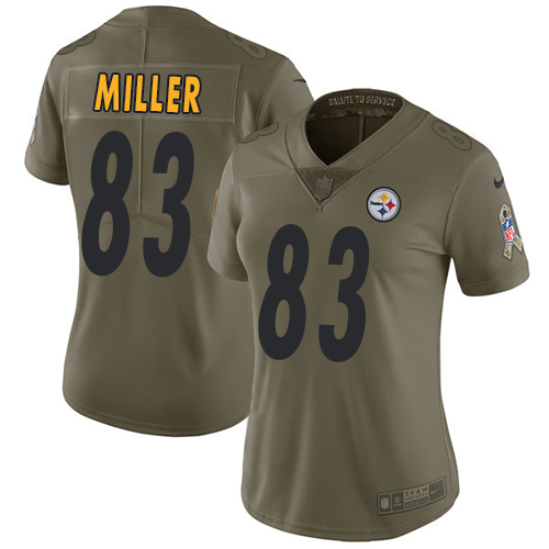 Nike Steelers #83 Heath Miller Olive Women's Stitched NFL Limited 2017 Salute to Service Jersey Nike Steelers #83 Heath Miller Olive Women's Stitched NFL Limited 2017 Salute to Service Jersey