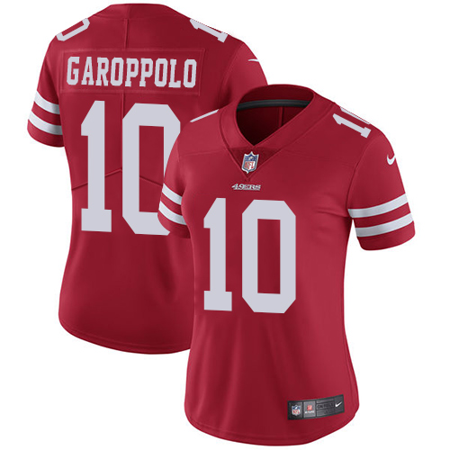 Nike 49ers #10 Jimmy Garoppolo Red Team Color Women's Stitched NFL Vapor Untouchable Limited Jersey Nike 49ers #10 Jimmy Garoppolo Red Team Color Women's Stitched NFL Vapor Untouchable Limited Jersey