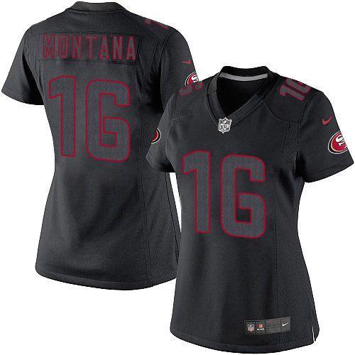 Nike 49ers #16 Joe Montana Black Impact Women's Stitched NFL Limited Jersey Nike 49ers #16 Joe Montana Black Impact Women's Stitched NFL Limited Jersey