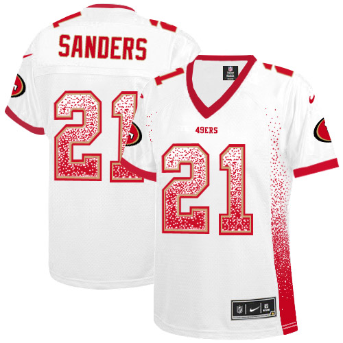 Nike 49ers #21 Deion Sanders White Women's Stitched NFL Elite Drift Fashion Jersey Nike 49ers #21 Deion Sanders White Women's Stitched NFL Elite Drift Fashion Jersey