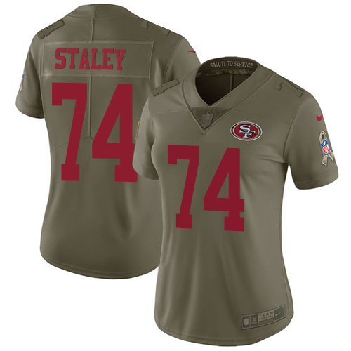 Nike 49ers #74 Joe Staley Olive Women's Stitched NFL Limited 2017 Salute to Service Jersey Nike 49ers #74 Joe Staley Olive Women's Stitched NFL Limited 2017 Salute to Service Jersey