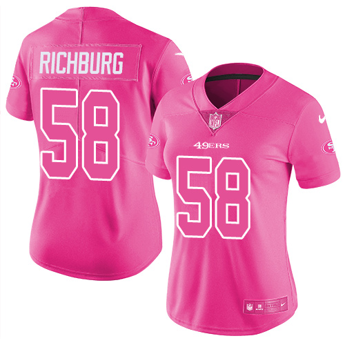 Nike 49ers #58 Weston Richburg Pink Women's Stitched NFL Limited Rush Fashion Jersey Nike 49ers #58 Weston Richburg Pink Women's Stitched NFL Limited Rush Fashion Jersey