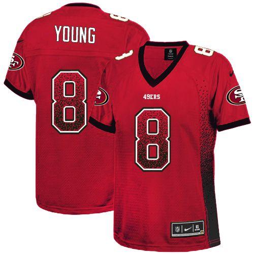 Nike 49ers #8 Steve Young Red Team Color Women's Stitched NFL Elite Drift Fashion Jersey Nike 49ers #8 Steve Young Red Team Color Women's Stitched NFL Elite Drift Fashion Jersey